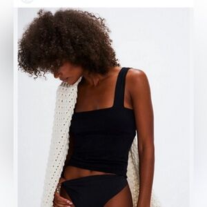 Free People Clean Lines Square-Neck Tank in Black Size XS/S NWOT